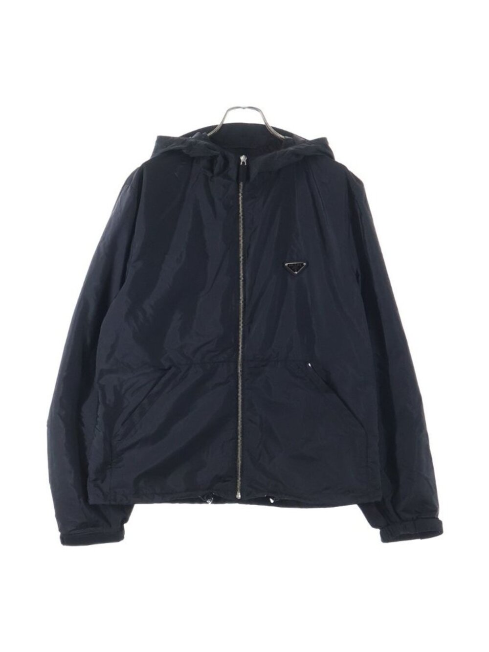 Prada Re-Nylon Jacket Triangle Logo Nylon Hoodie Black